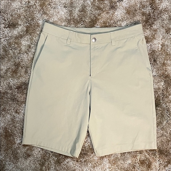 Lululemon Commission Shorts Mens Size 31 Classic Fit Khaki Warpstreme Athleisure - Picture 1 of 7
